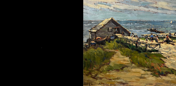 Florence McGillivray painting of Fishstack, Bonaventure Island